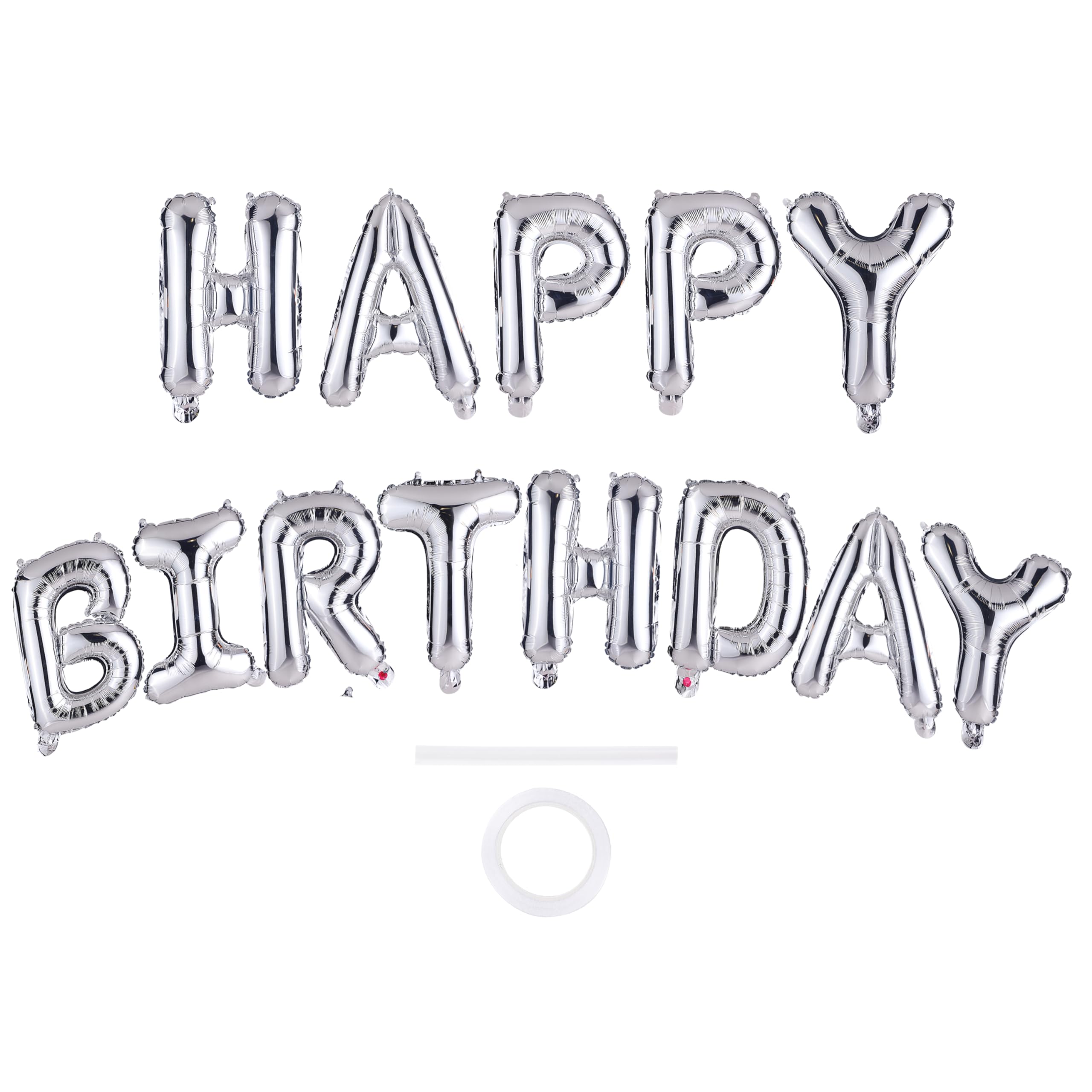Photo 1 of 16 Inch Shiny Surprise Happy Birthday Balloon Set with Mystery Shape Bonus Balloons, Balloon Happy Birthday Decorations (Silver Balloons)