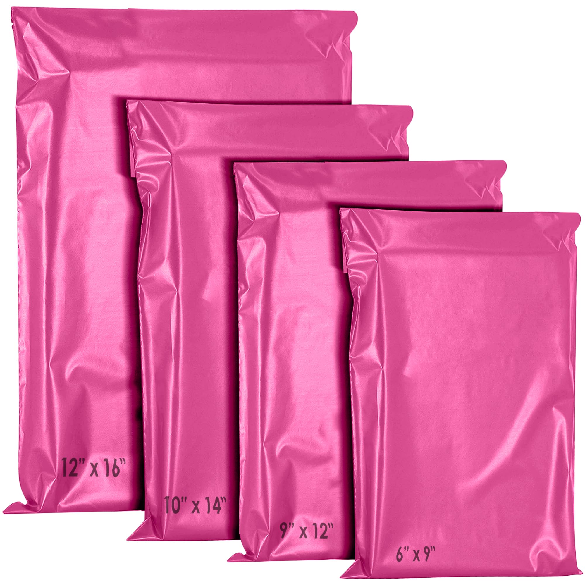60 Mixed Mailing Postal Self-Seal Closure Plastic Bags - Envelopes for Posting Clothes, Postal, Packaging, Shipping Bags - Tempered Proof, Secure Medium Postage Bags - Mixed Sizes Hot Pink