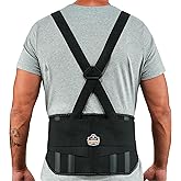 Ergodyne ProFlex 1600 Back Support Brace, 9" Extended Support, High Cut Front For Mobility, Large,Black