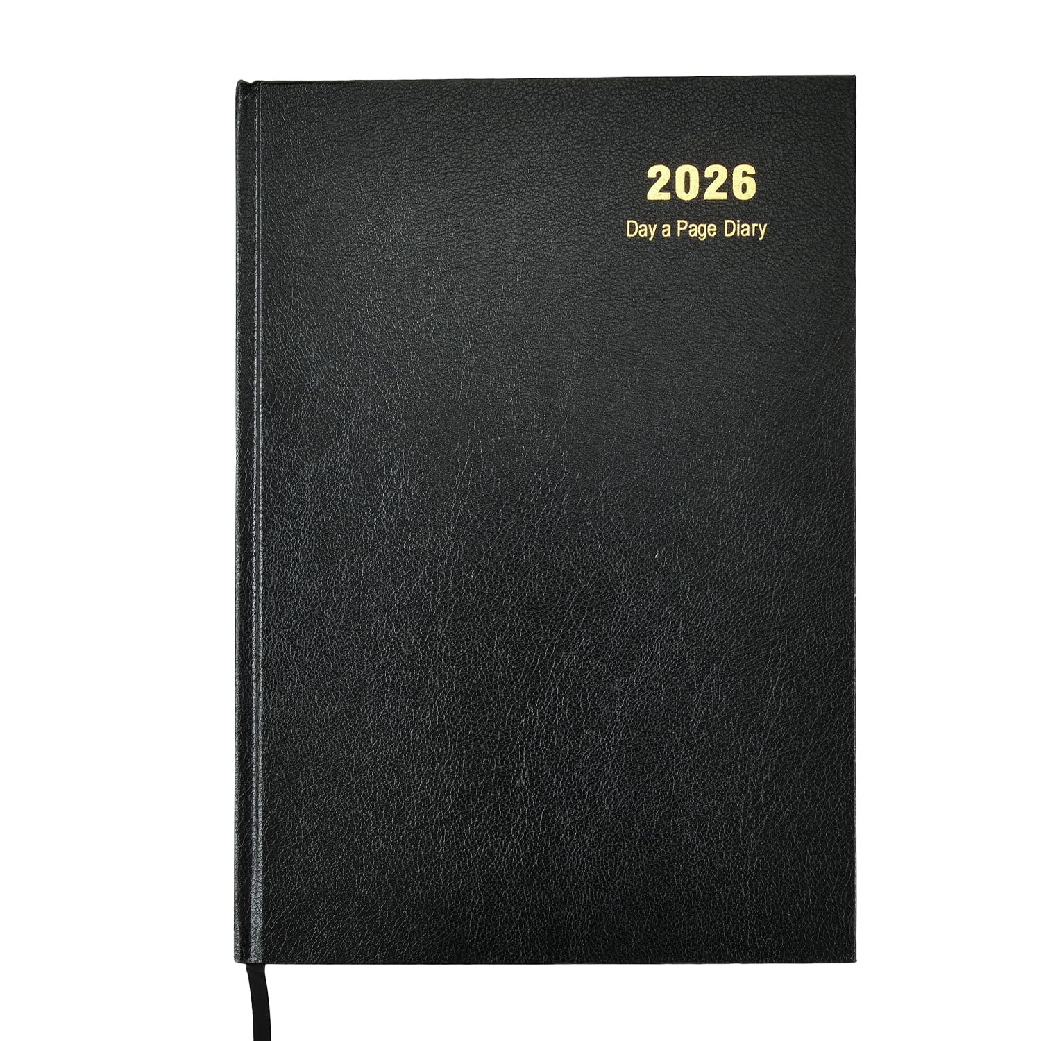 2026 Diary A4 One Day to Page Hardback Cover & Ribbon Marker, Year Planner for Business, Office, Home, Traveling, Organization, Appointments (Black)