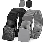JASGOOD Nylon Military Tactical Men Belt 2 Pack Webbing Canvas Outdoor Web Belt with Plastic Buckle gift for Men