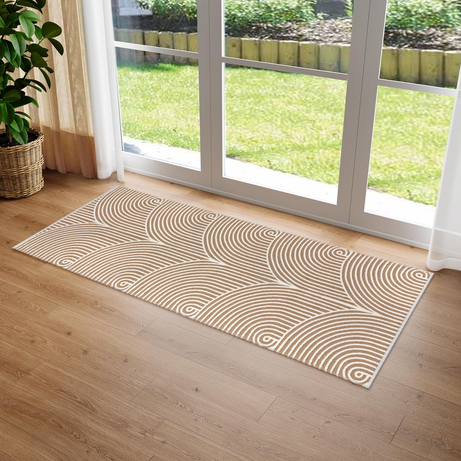 Photo 1 of Tiffasea Washable Kitchen Rug Runner 2'x5', Cotton Woven Entryway Runner Rug Farmhouse Bathroom Throw Rugs Indoor Outdoor Floor Carpet for Hallway Bedroom Laundry Room