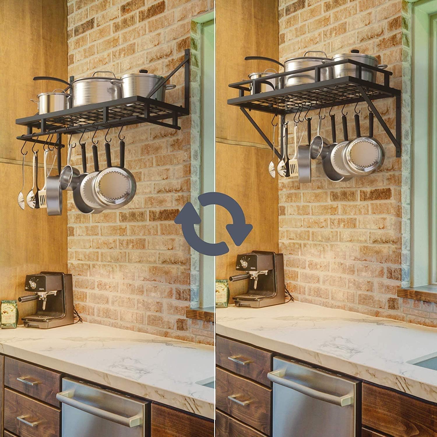 Umi. by Amazon Kitchen Racks Pot Pan Rack Organiser Wall Shelf with 10