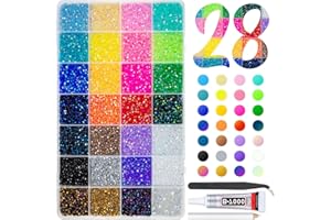 qiipii 28 Color Resin Rhinestones w B7000 Jewelry Glue for Bedazzling Crafting Flatback Stones Colorful AB Gems Diamonds Charms for Nails Eyes Face Makeup Tumblers DIY Crafts (Jelly, 3mm)