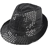 Sequin Fedora Hat for Men Women Hip Hop Hat Jazz Sequin Bowler Cap Stage Performance Vintage Jazz Hats for Christmas New Year