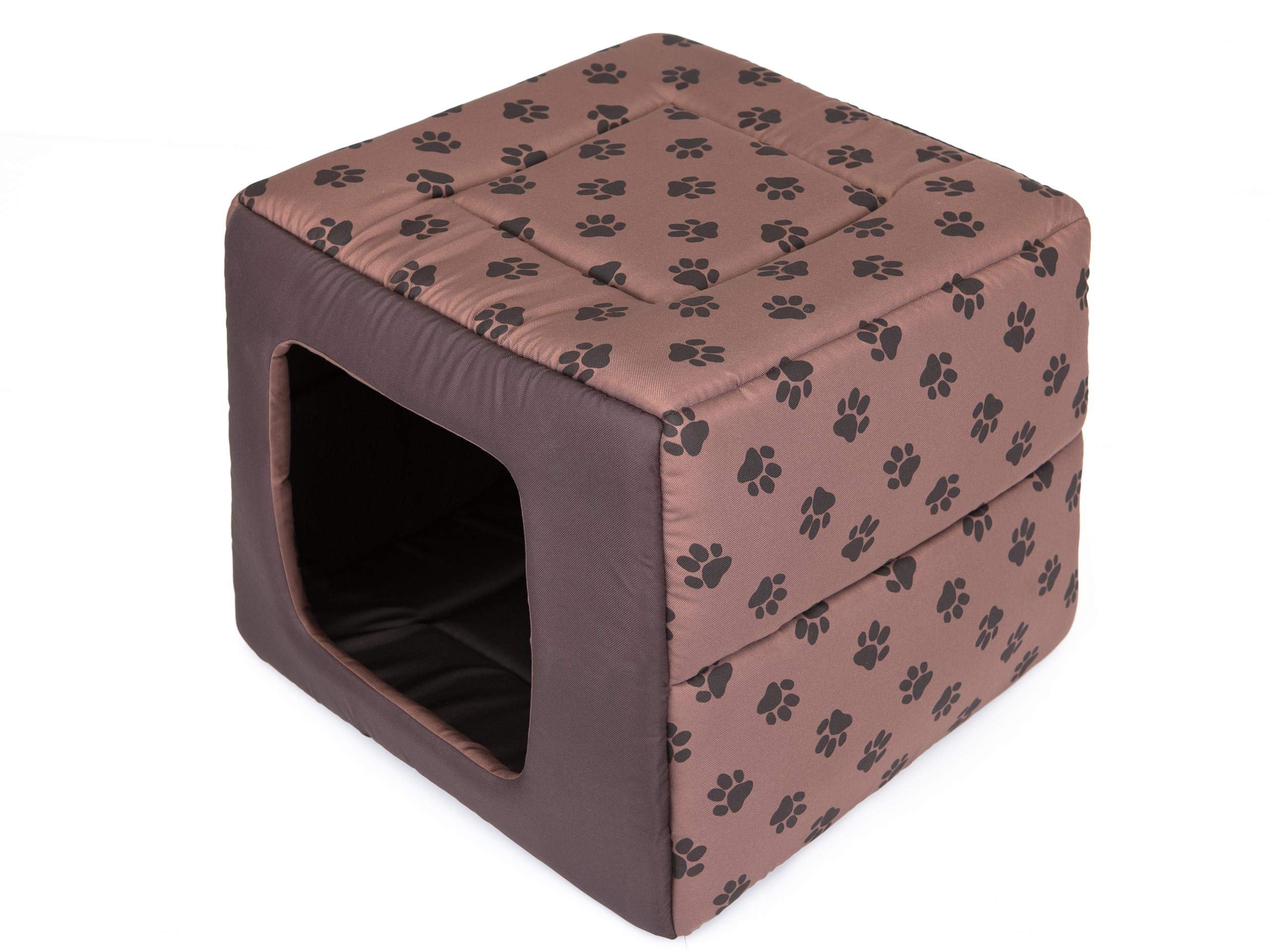 HobbyDog R3 BUTJBL2 Dog Bed Butterfly R3 48 x 48 Brown with Paws, L, Brown, 700 g