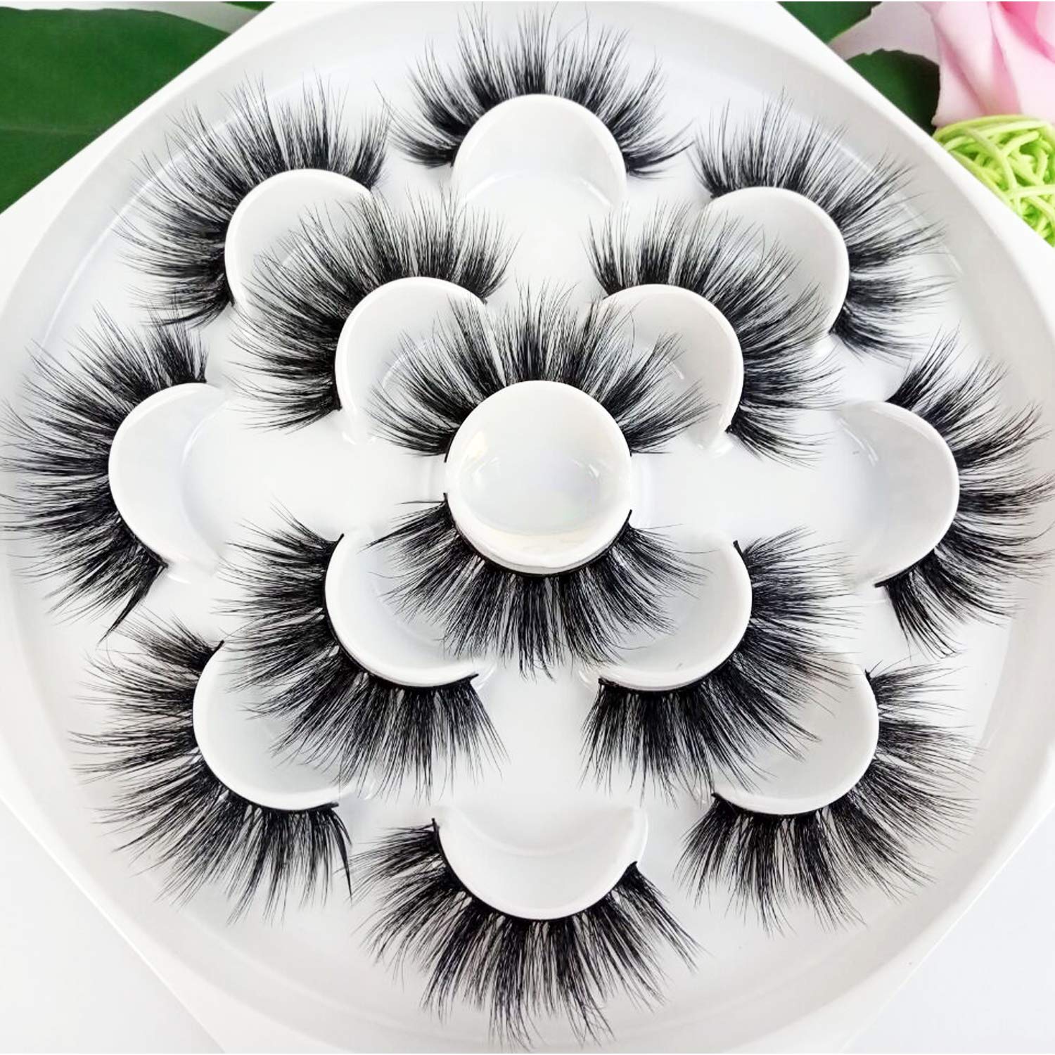 Veleasha 5D Faux Mink Lashes Handmade Luxurious Volume Fluffy Natural False Eyelashes 7 Pairs | Dubai : Beauty