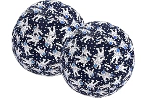 Miaowater 2 PCS Stuffed Animal Storage Bean Bag Chair Cover, Cotton Canvas Beanbag with Zipper for Organizing Kid's and Adults Room Blue Astronaut 24"