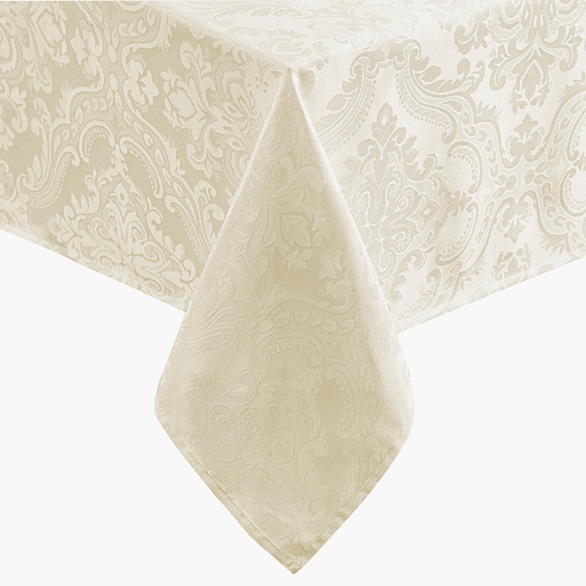Elrene Damask Tablecloth, Polyester, Ivory, 60" x 144" Oblong/Rectangle