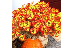 Grunyia 12 Bundles Artificial Flowers Outdoor Fake Fall Flowers for Outside Decoration UV Resistant Plastic Faux Plants for Garden Window Porch Balcony Fall Wedding Thanksgiving Decor