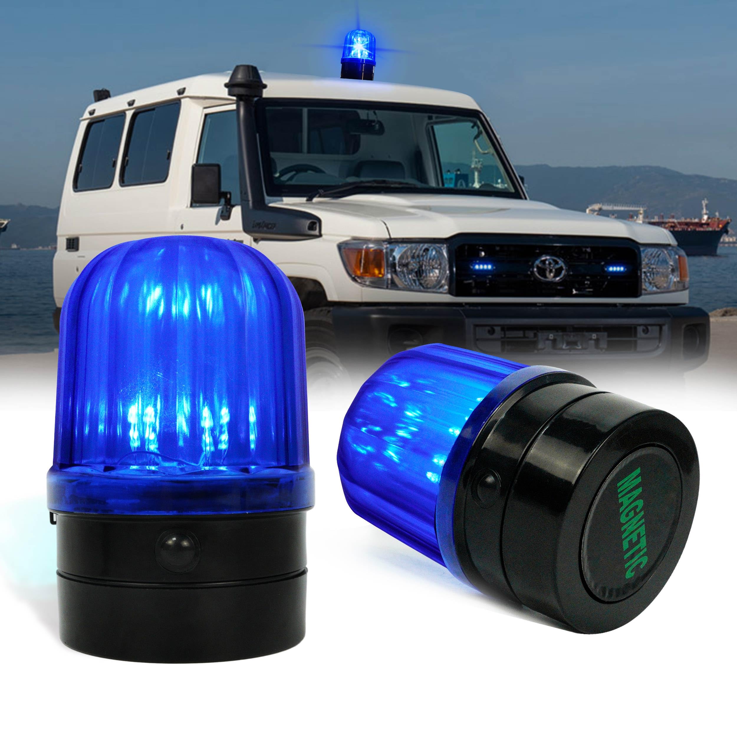 Photo 1 of ELLUMIN 6" Flashing Light, Blue LED Strobe Light Beacon with Magnetic Base for Vehicle Forklift Truck Tractor Golf Carts UTV Car Bus and Club Party Show Bar(Blue,1 Pack