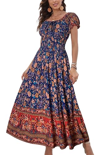 OSTOO Women's Sleeveless Boho Floral Maxi Dress - Tiered, Flowy Long Dress For Summer, Sizes S-XXL - View #4