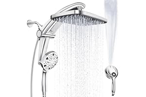 Rain Shower Head with Handheld High Pressure Rainfall Shower Heads with Handheld Spray Combo Adjustable one-Piece Stand daul 