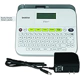 Brother P-touch Label Maker, Versatile Easy-to-Use Labeler, PTD400AD, AC Adapter, QWERTY Keyboard, Multiple Line Labeling, White
