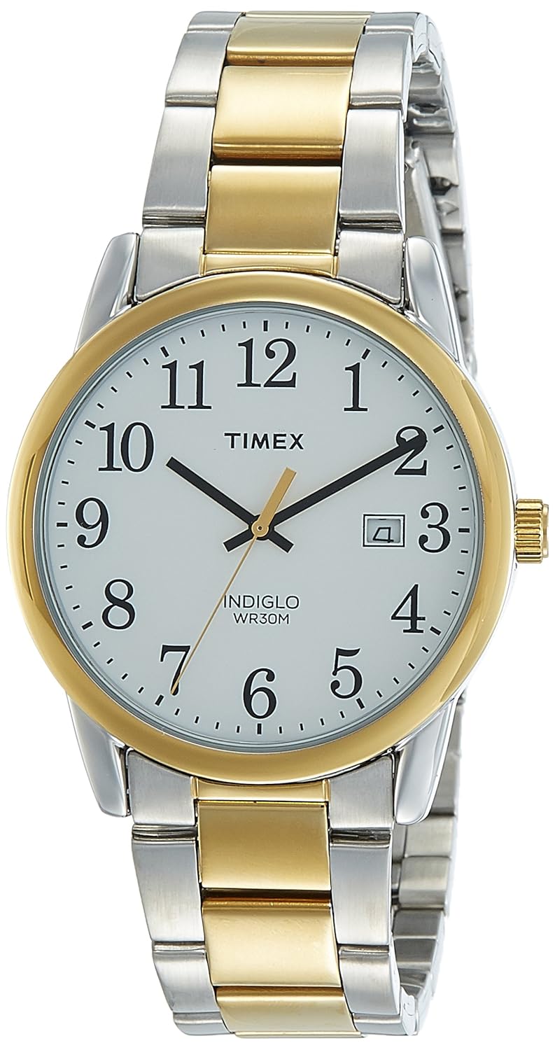 timex easy reader analog white dial men's watch-tw2r23500
