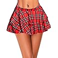 Avidlove Women Pleated Mini Skirt Solid Ruffle Lingerie Skirts