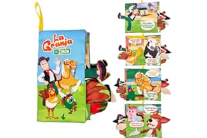 TOYMAKER La Granja De Zenon Character Spanish Baby Books Toys Touch and Feel Cloth Crinkle Soft Books Spanish Baby Books 0-6 Months Infant Newborn Baby Boy Girl Shower Gifts Set Sensory Learning Stroller Toys