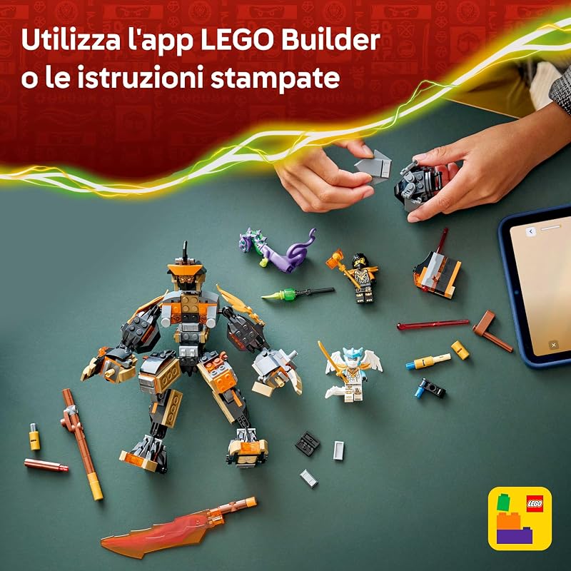 NINJAGO Mech della Missione di Cole e Drago Zane - Giocattolo Ninja con Action Figure, 3 Minifigure e Spade - Idea Regalo di Compleanno per Bambini e Fan da 7 Anni in su - 71854 — foto 6 di 8