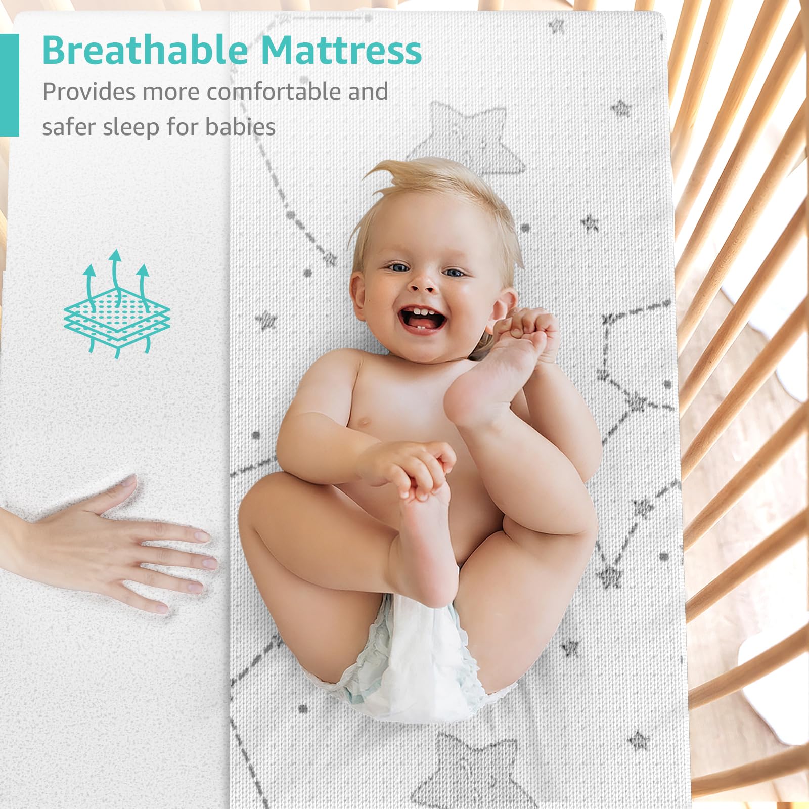 YENING Pack and Play Mattress Topper Baby Pack N Play Mattresses for Playpen and Playard with Washable Cover 38