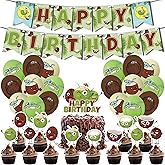 Generic 32Pcs Coconut Theme Birthday Party Supplies and Decorations: Banner, Latex Balloons, Cupcake Toppers, Anime Party Supplies