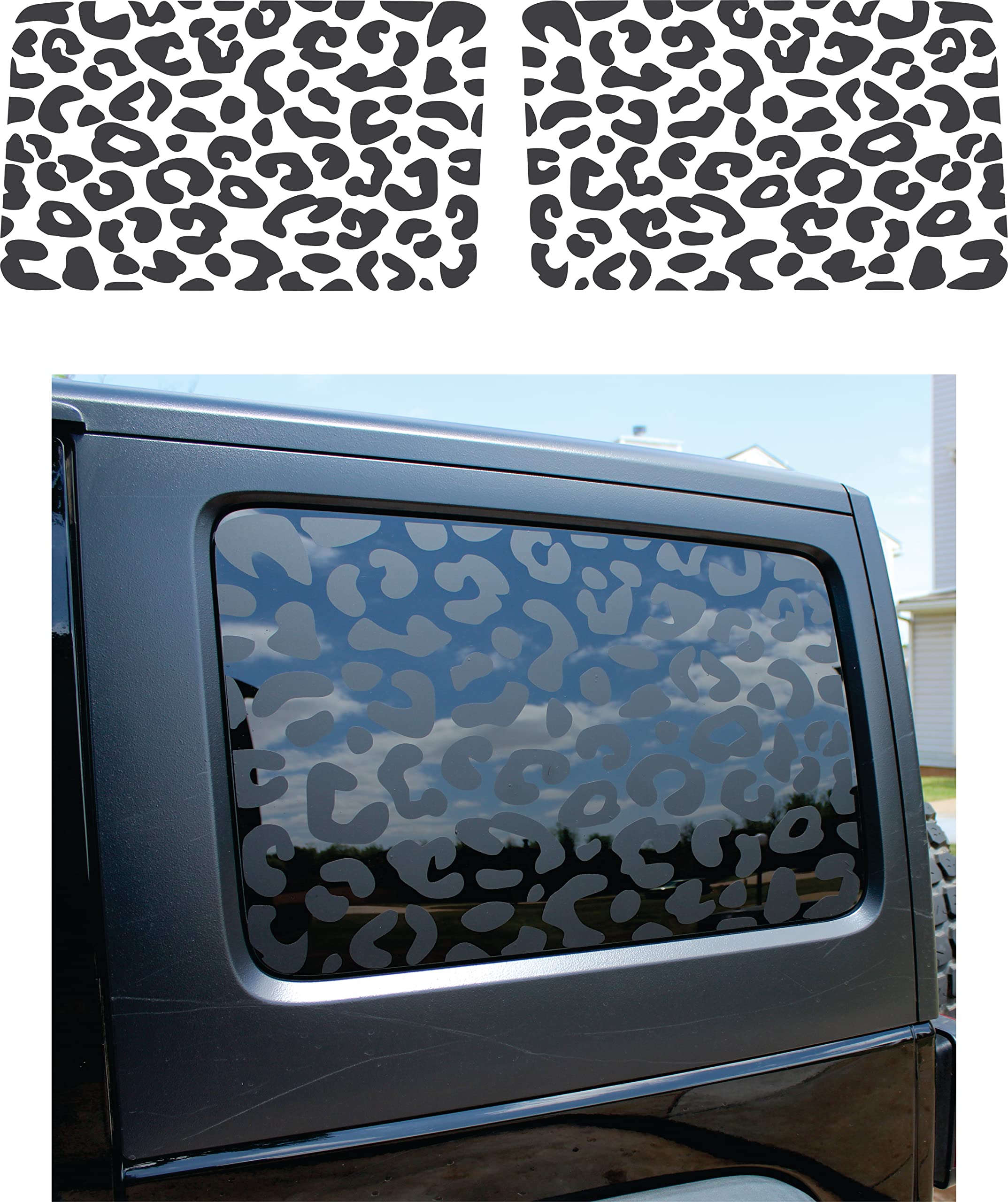 Photo 1 of Compatible with Jeep Wrangler Jk & JKU (4 Door) 2011-2018 | Precut Leopard Cheetah Print Window Decals | Proudly Made in The US | Matte Black (Hardtop Window)