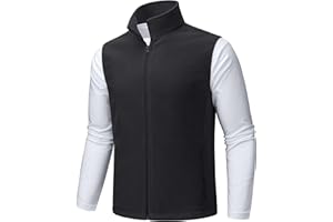 TACVASEN Men's Fleece Vest Zip Up Lightweight Vests Outerwear with Pockets Winter Warm Sleeveless Jacket for Hiking Golf