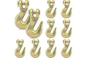 HIGH-PQ 10PCS 3/8'' Heavy Duty Chain Hook, Forged Grade 70 Grab Hooks for Truck, Trailer, Rigging, Fishing Boat and Crane, 26,000 Lbs Capacity