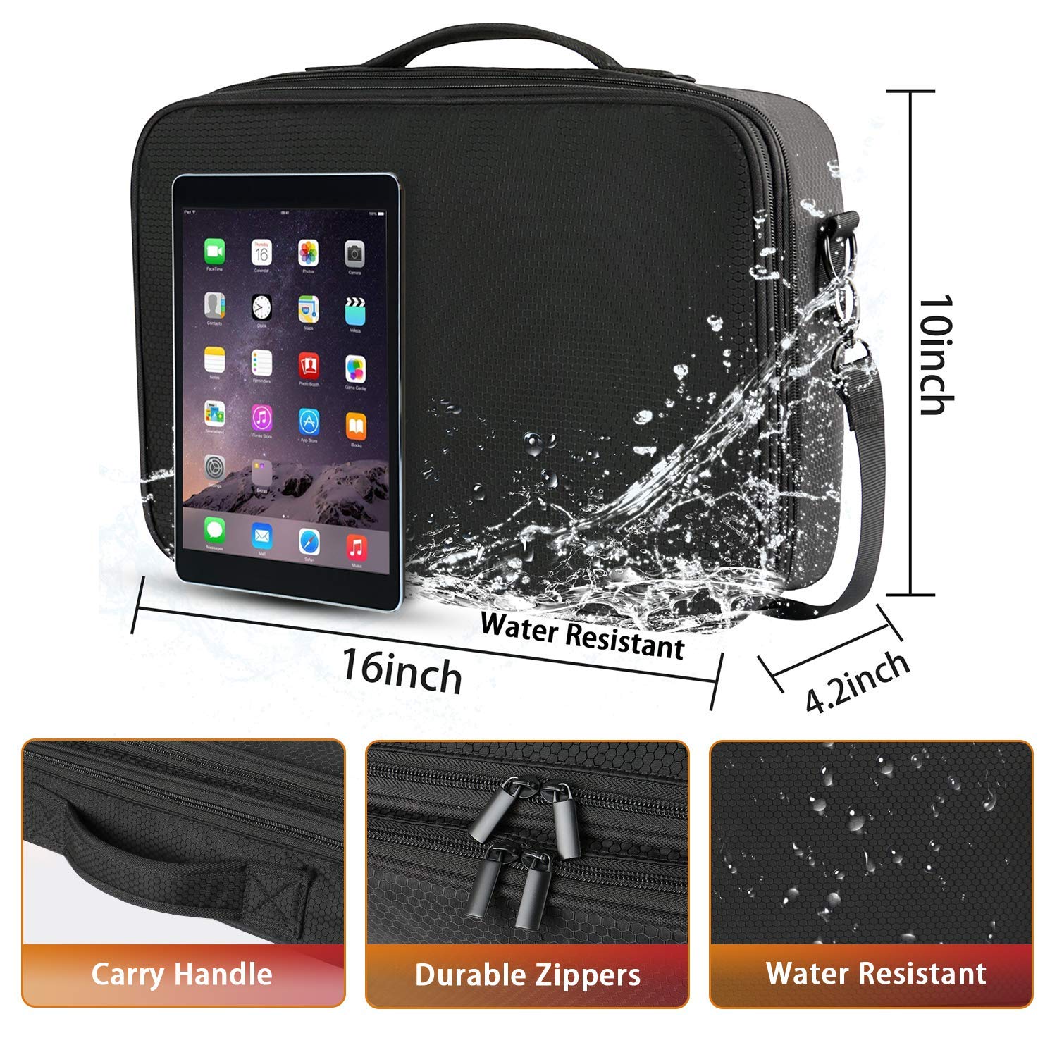 Large Travel Makeup Bag, Professional Cosmetic Makeup Train Case with Mirror, Waterproof Cosmetics Organizer Bag with Adjustable Divider Portable Makeup Storage Bag 16.5 Inch for women, Black : Beauty