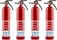First Alert HOME1 Rechargeable Home Fire Extinguisher 4-Pack, Red | UL Rated 1-A:10-B:C | All-Metal Fire Extinguisher with Pull Pin & Safety Seal | U.S. Coast Guard Approved for Marine Use