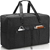 80L Large Duffle Bag for Travel, Packable Foldable Duffel Bag for Men Women Camping Weekend Overnight Moving, Water Repellent & Tear Resistant (80L, Black)