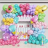 Pastel Donut Balloon Garland Kit,151Pcs Pink Purple Yellow Blue Candy Donut Balloons for Two Sweet One Summer Sprinkle Birthday Party Decorations