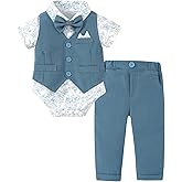 YALLET Baby Boy Clothes Suit Infant Boy Wedding Christening Outfits, 4Pcs Set Easter Baptism Outfits for Boys 0-24 Months