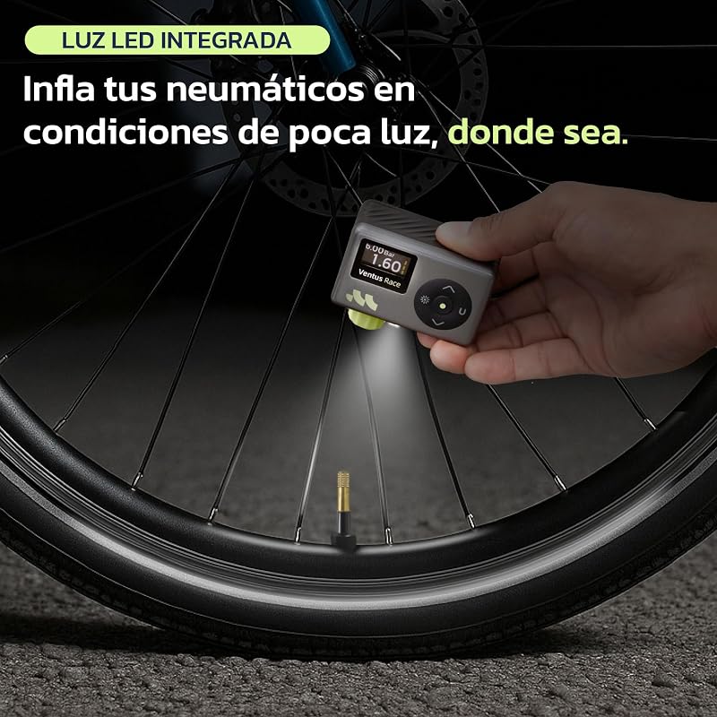 Inflador Electrico, Presta Schrader, Manómetro, 50s, LED, 8.3 BAR