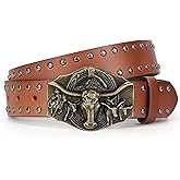 TRIWORKS Western Cowboy Leather Belt for Men Women Cowgirl Western Belt for Jeans