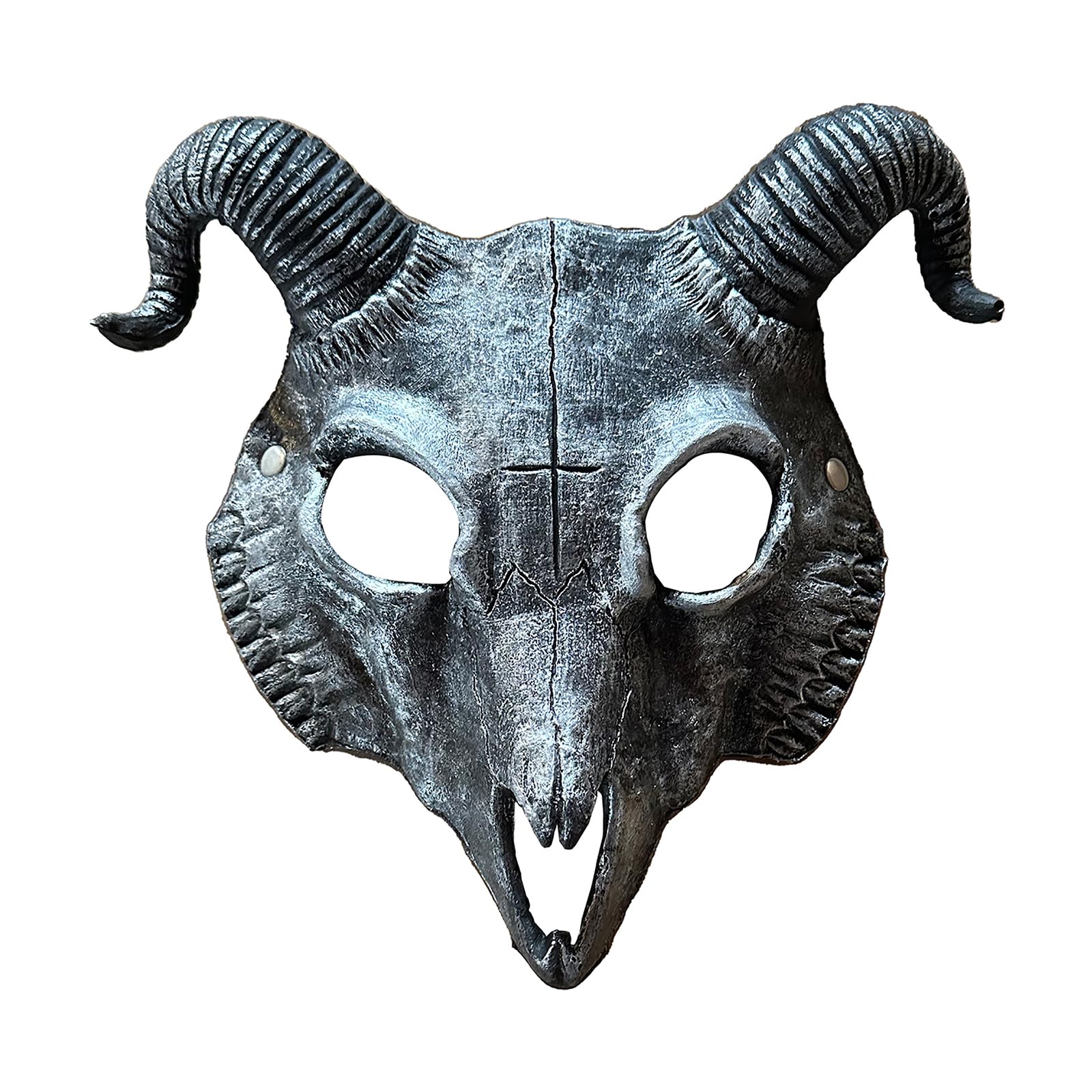 TINAYAUE Unisex Goat Skull Mask Scary Halloween Masks PU Devil Mask for Women Men Lifelike Sheep Horns Carnival Animal Theme Party Cosplay Props Performance Costume Accessories — image 1