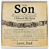 Love You This Much Father to Son Gift | Men's 5mm Twist Steel Bracelet | Present for Son from Dad | 8"+1" Extender | Luxury Gift Box & Card
