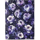 ainori Purple Rose Flannel Blanket - Elegant Floral with Rich Blooms on Dark Throw - Lightweight Soft Cozy Gifts Blankets for Women & Flower Lovers,Modern Elegant Decor,Home Room Accent 50x60in