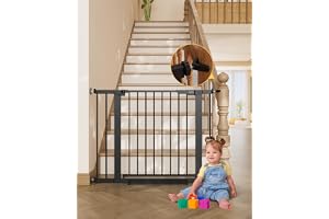 InnoTruth 29.6-39.1 in Wide Baby Gate for Stairs and Doorways, Black