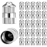 25 Pack Brass Tire Valve Caps - Heavy-Duty Stem Covers with O Rubber Seal, Silver Tire Valve Stem Covers for Cars, SUV, Bike and Bicycle, Truck, Motorcycle