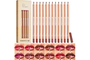 KIMIEYE 12 Colors Lip Liner Set, Matte Finish Series Lip Liners Pen Kit for Women, Long Lasting Waterproof Smooth High Pigmented Lip Pencil for Daily Makeup (Set A)