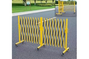 KENNISI Expandable Metal Barricade, 0-180 Degree Rotating, Accordion Safety Barrier, 18 Feet, Portable Retractable Fence Driveway Scissor Gate Indoor Outdoor