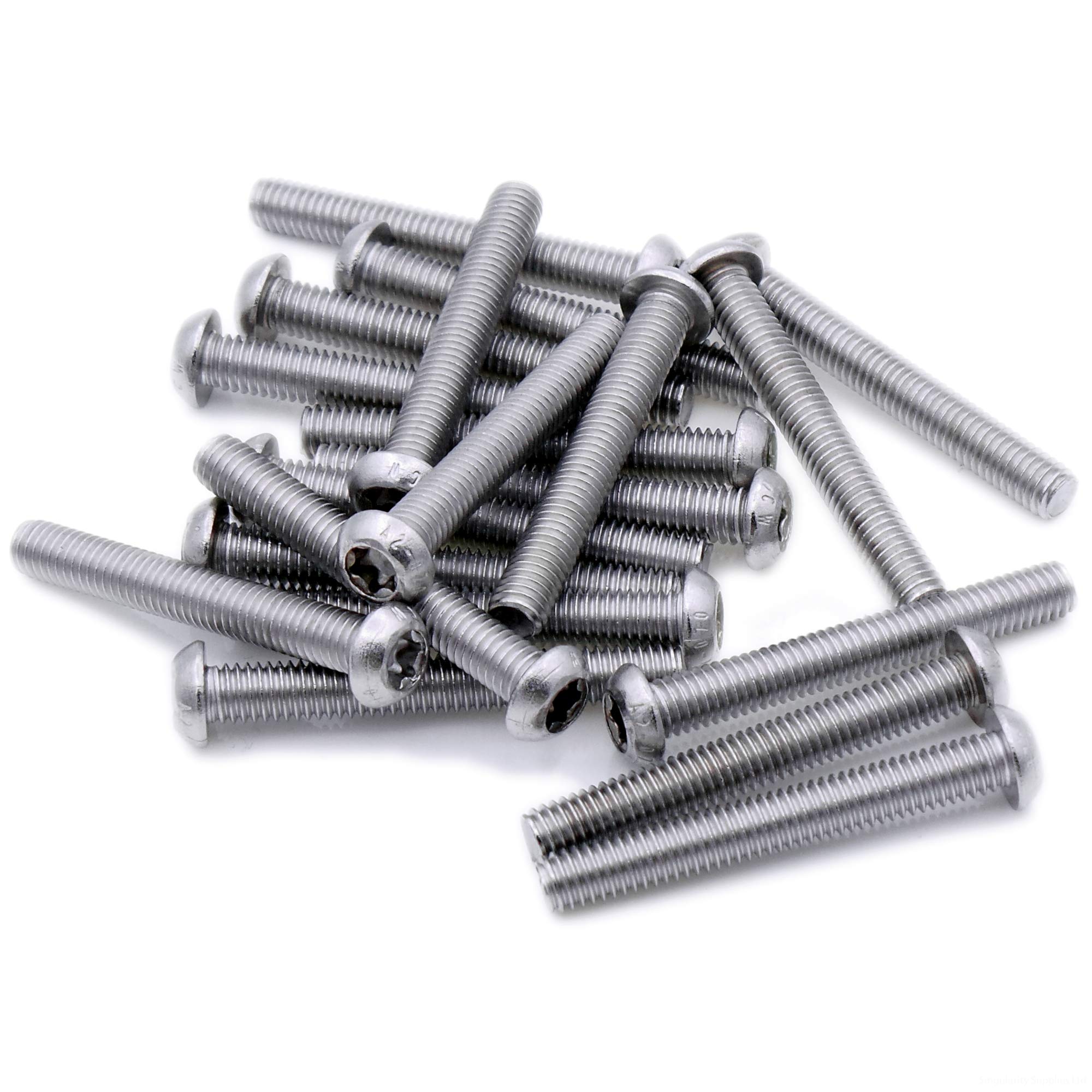M4 (4mm x 40mm) TX Socket Button Machine Screw (Bolt) - Stainless Steel (A2) (Pack of 20)
