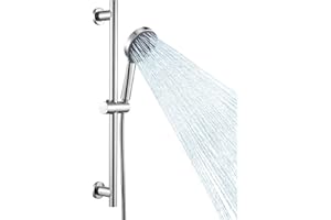 KES Handheld Shower Head with Adjustable Shower Slide Bar 5 Function Extra Long Hose Polished Finish, F204-PS+KP501B-CH