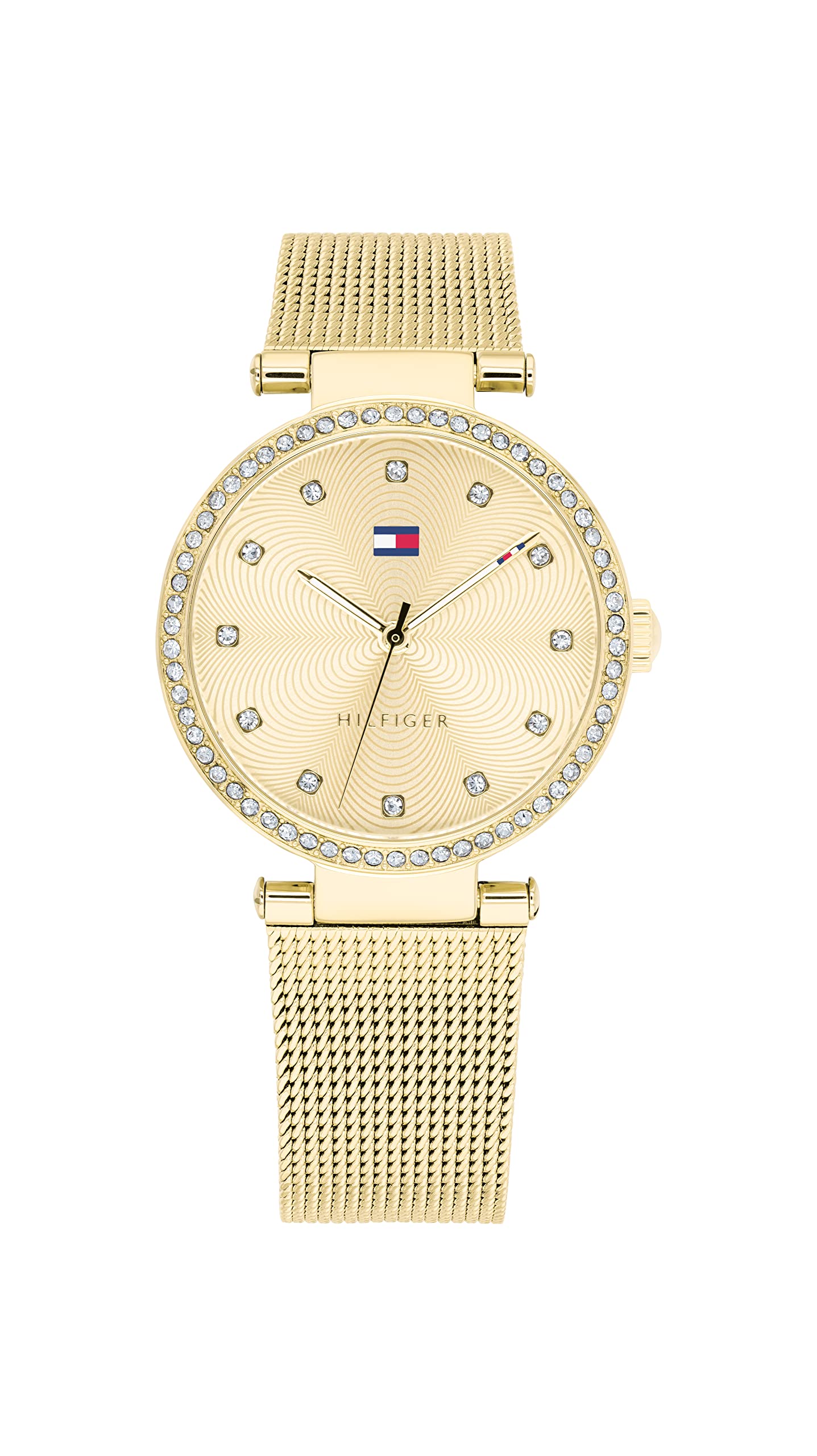 Tommy Hilfiger Analogue Quartz Watch for Women with Gold Colored Stainless Steel Mesh Bracelet - 1782507