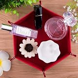 SIQUK 4 Pieces Dice Tray Hexagon Folding PU Leather Velvet DND RPG view 5