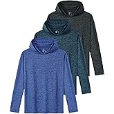 Orrstarry 3 Pack Dry-Fit Youth Boys Long Sleeve Athletic Hoodie Sweatshirts Active Hooded Pullover Shirts for Teen Kids