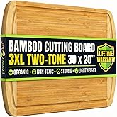 GREENER CHEF 30 x 20 Organic Extra Large Cutting Board with Lifetime Replacements – Wood Bamboo Chopping Board - Wooden Butcher Block Cutting Board for Carving Turkey, Grilling Brisket and BBQ