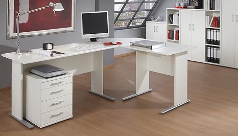 VCM Schreibtisch Bürotisch Computertisch PC Laptop Tisch Laptoptisch Büro Omegos Breite 90 cm, Weiß
