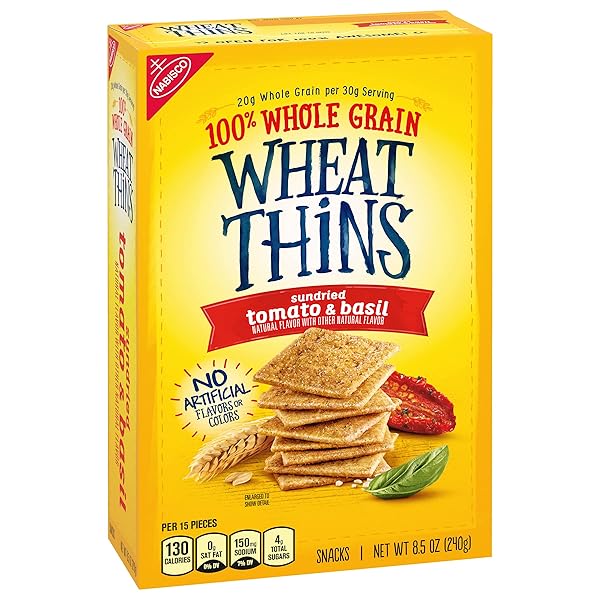 WHEAT THINS SUNDRIED TOMATO & BASIL SNACKS, WHOLE GRAIN WHEAT CRACKERS, SNACK CRACKERS, 8.5 OZ