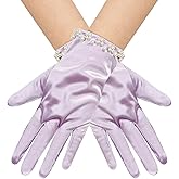 Naibyuki Women's Pearl Short Satin Gloves Wrist Length Opera Tea Party Gloves for Wedding Bridal Banquet Costume